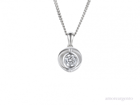 Silver CZ Round Pendant