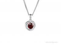 Silver Garnet Round Pendant