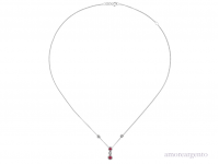 Silver Ruby & CZ Drop Necklace