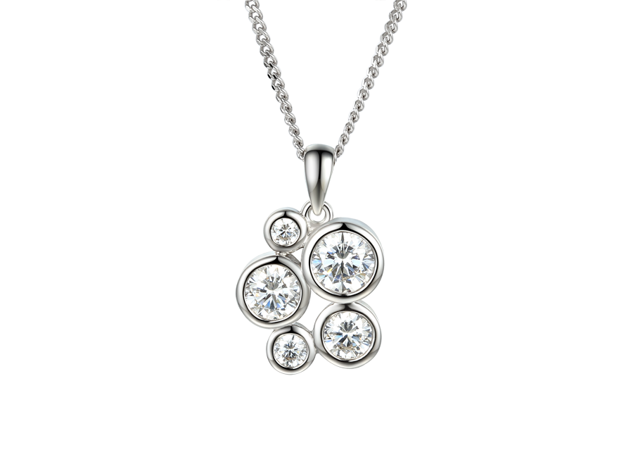 Amore Silver 5 Stone CZ Necklace 9325SILCZ