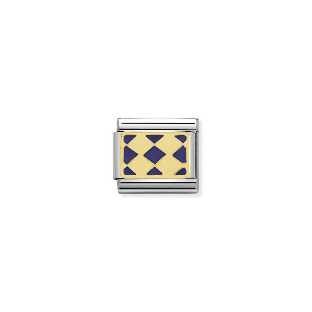 NOMINATION Classic Gold Plaque Rhombuses Blue Link 030280/29