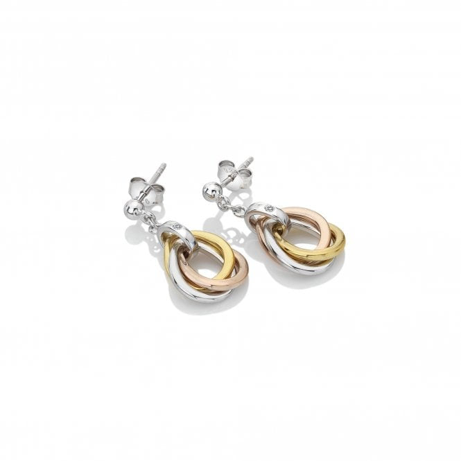 Hot Diamonds Trio Teardrop Earrings Rose and Gold Plate DE645