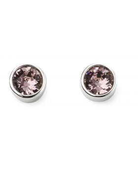 Silver Light Amethyst Crystal Round Stud Earrings