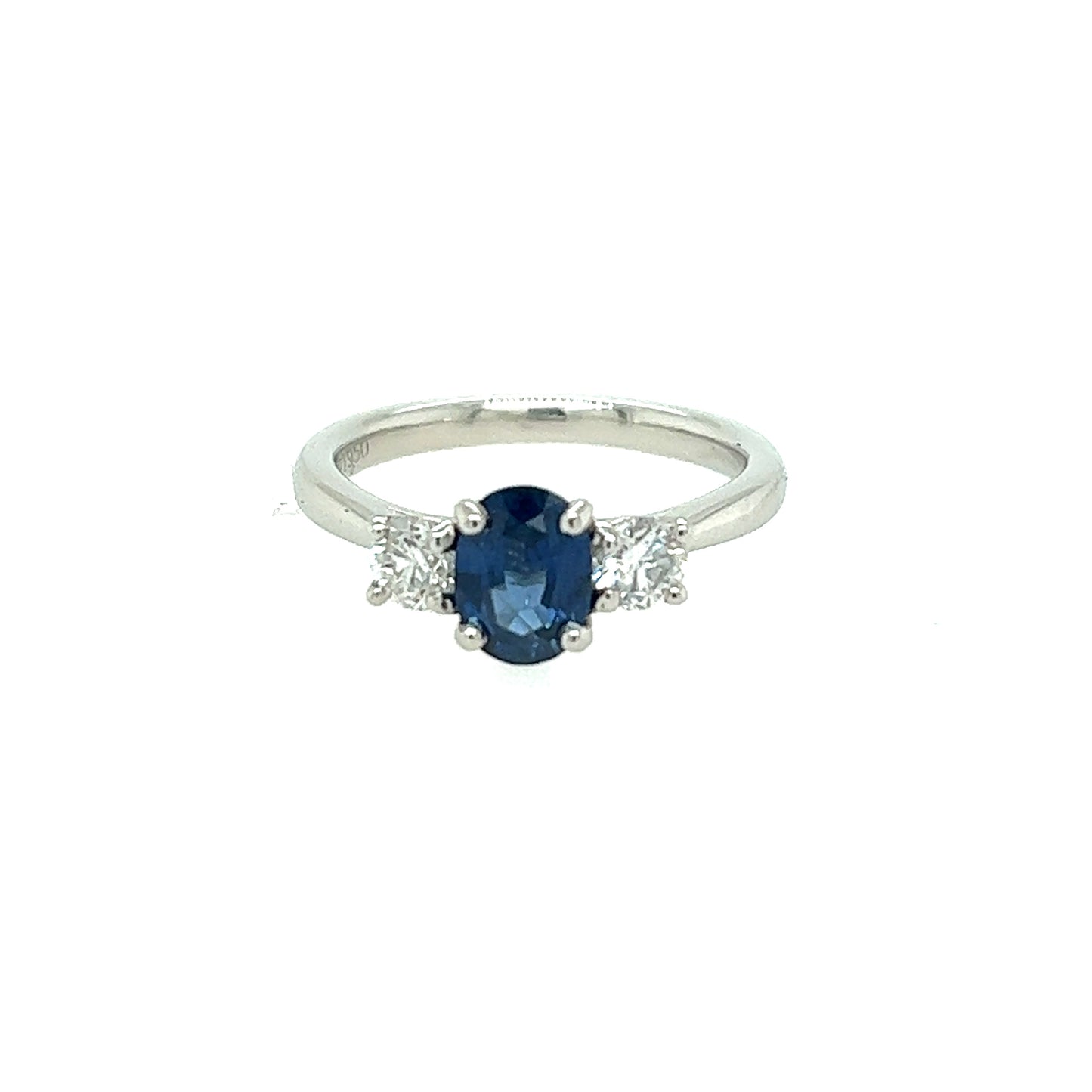 Platinum Sapphire & Diamond Trilogy Ring - Oval & Brilliant Cut