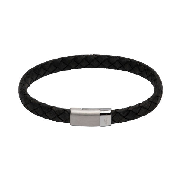 Unique & Co Black Leather Bracelet 21cm B446ABL/21cm