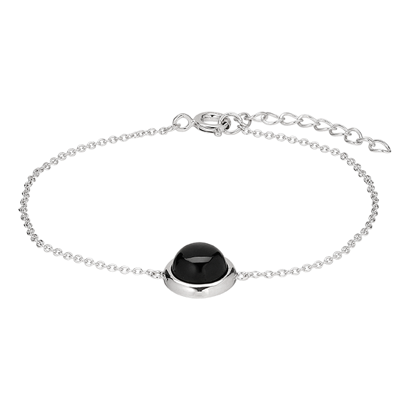 Silver Black Agate Blossom Bracelet