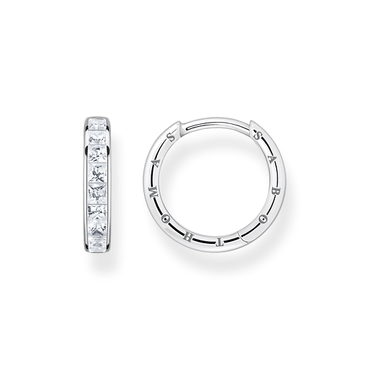 Thomas Sabo Silver Hoop Earrings with Princess cut stones CR668-051-14
