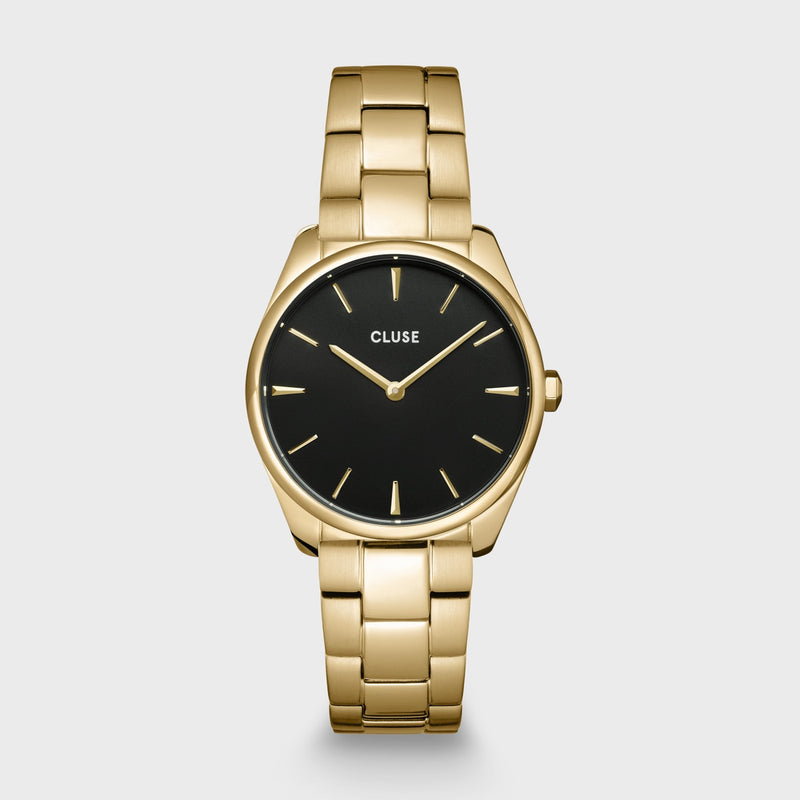 Cluse Feroce Petite Black Dial Gold Watch CW11208