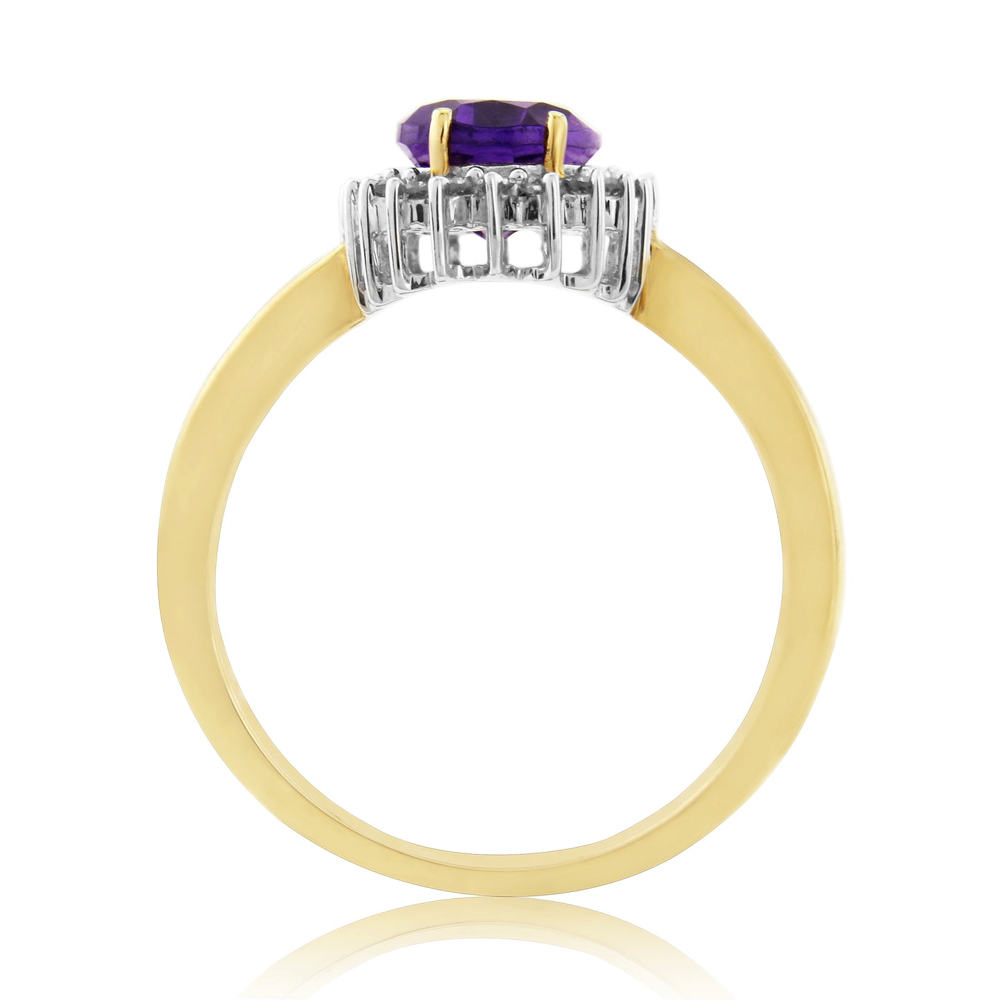 9ct Gold Oval Amethyst & Diamond Ring