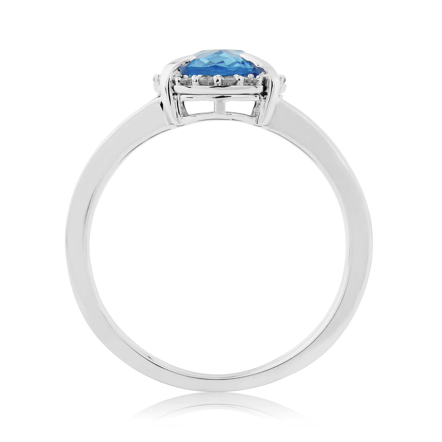 9ct W Gold Blue Topaz & Diamond Ring