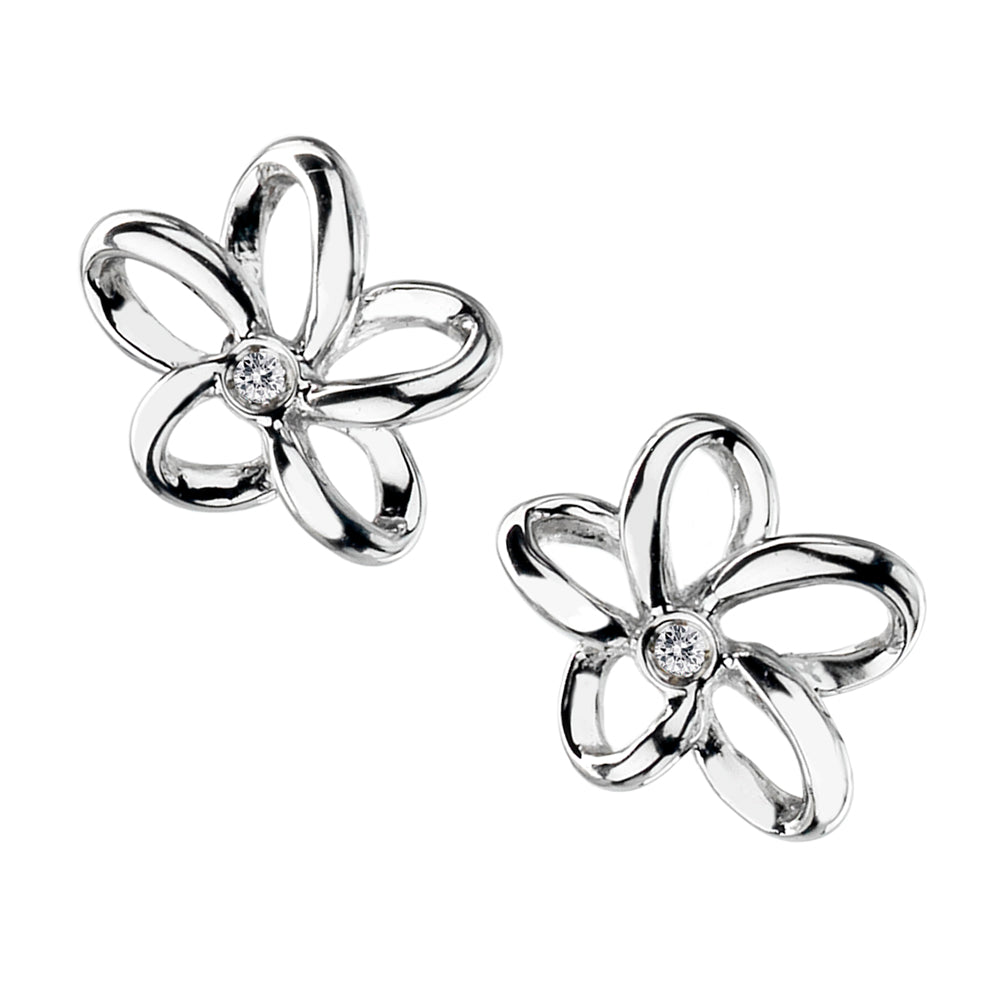 Hot Diamonds Paradise Open Petal Silver Stud Earrings DE248