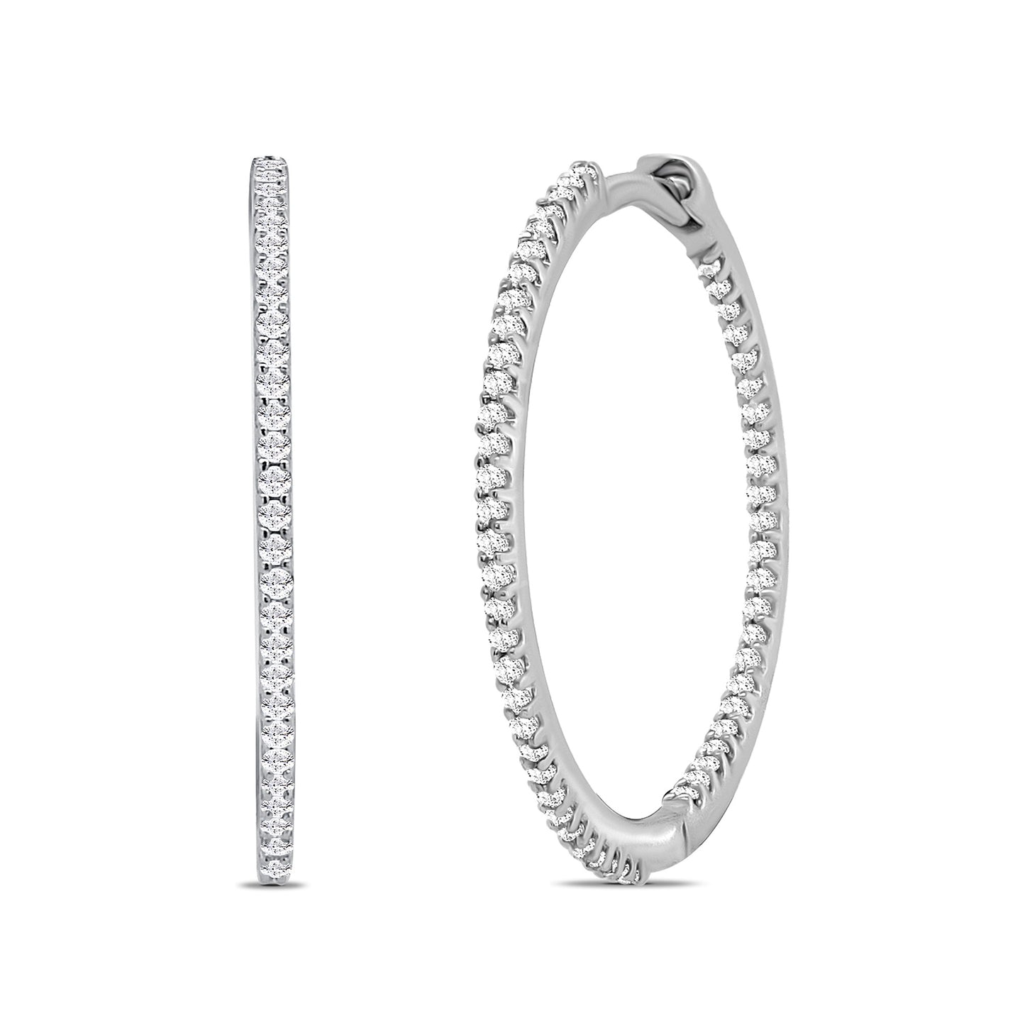 9ct White Gold Inside Out Diamond Huggies 0.33ct DE989W