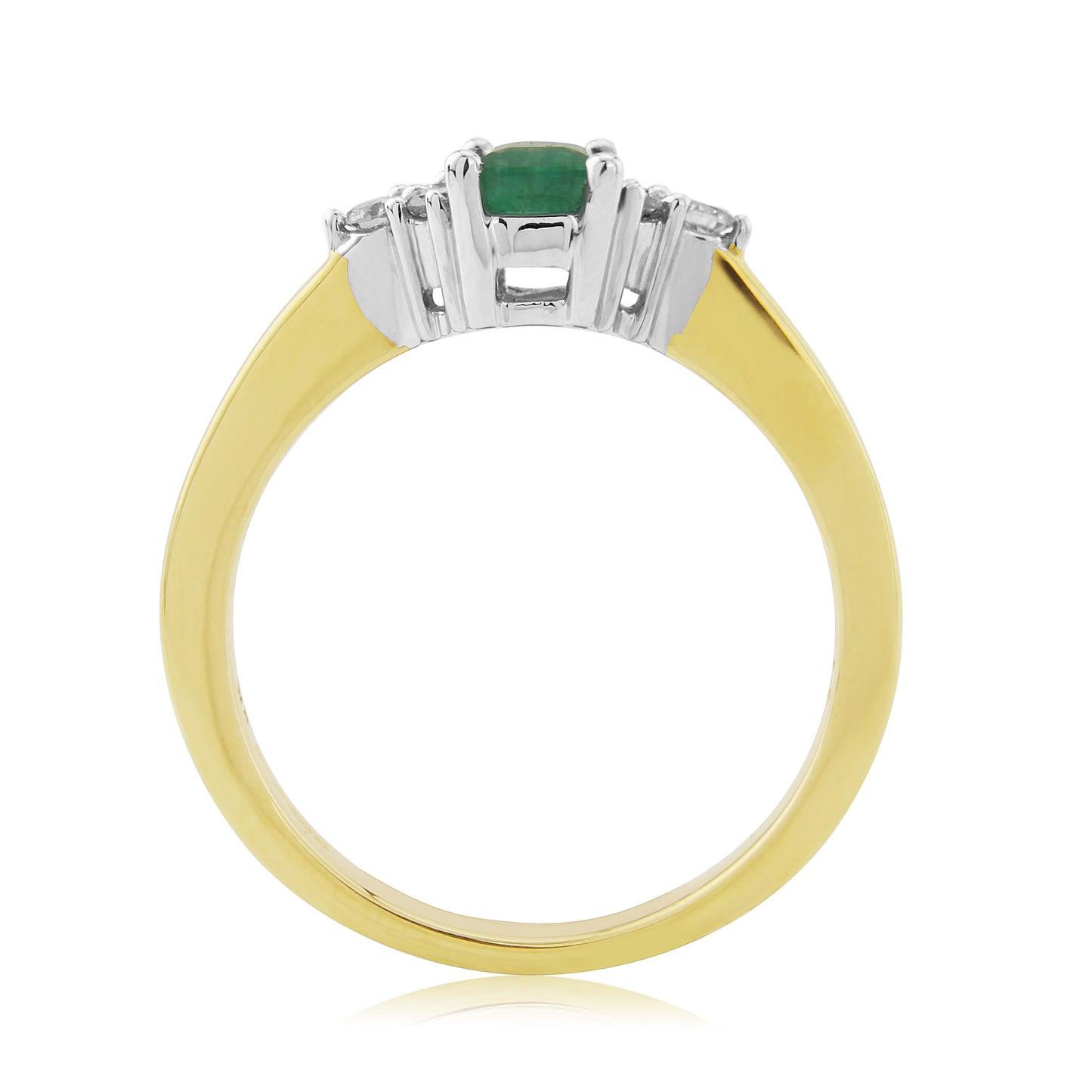 9ct Emerald & Diamond Ring - Gold