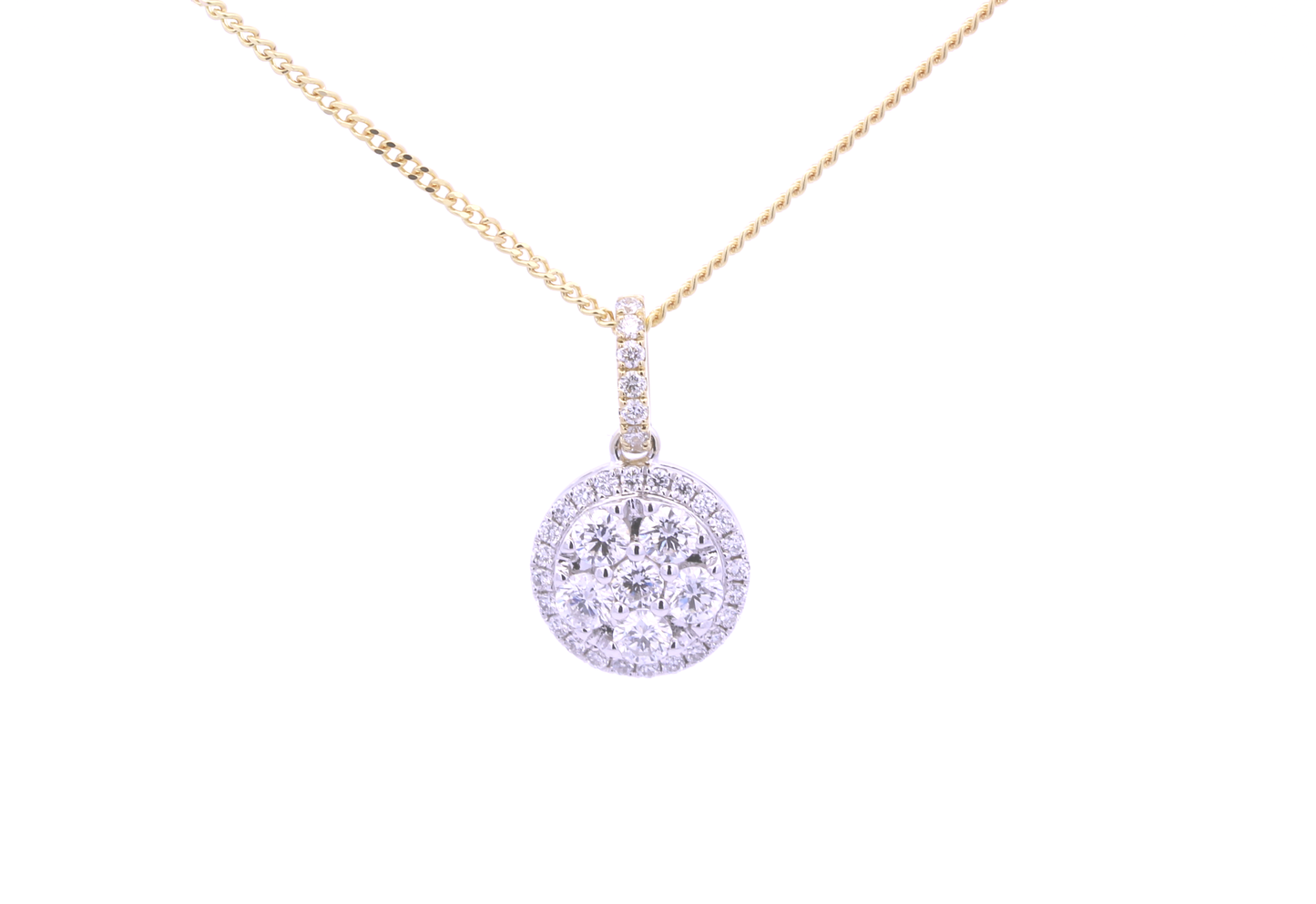 18ct Gold Diamond Cluster Round Pendant 0.46ct