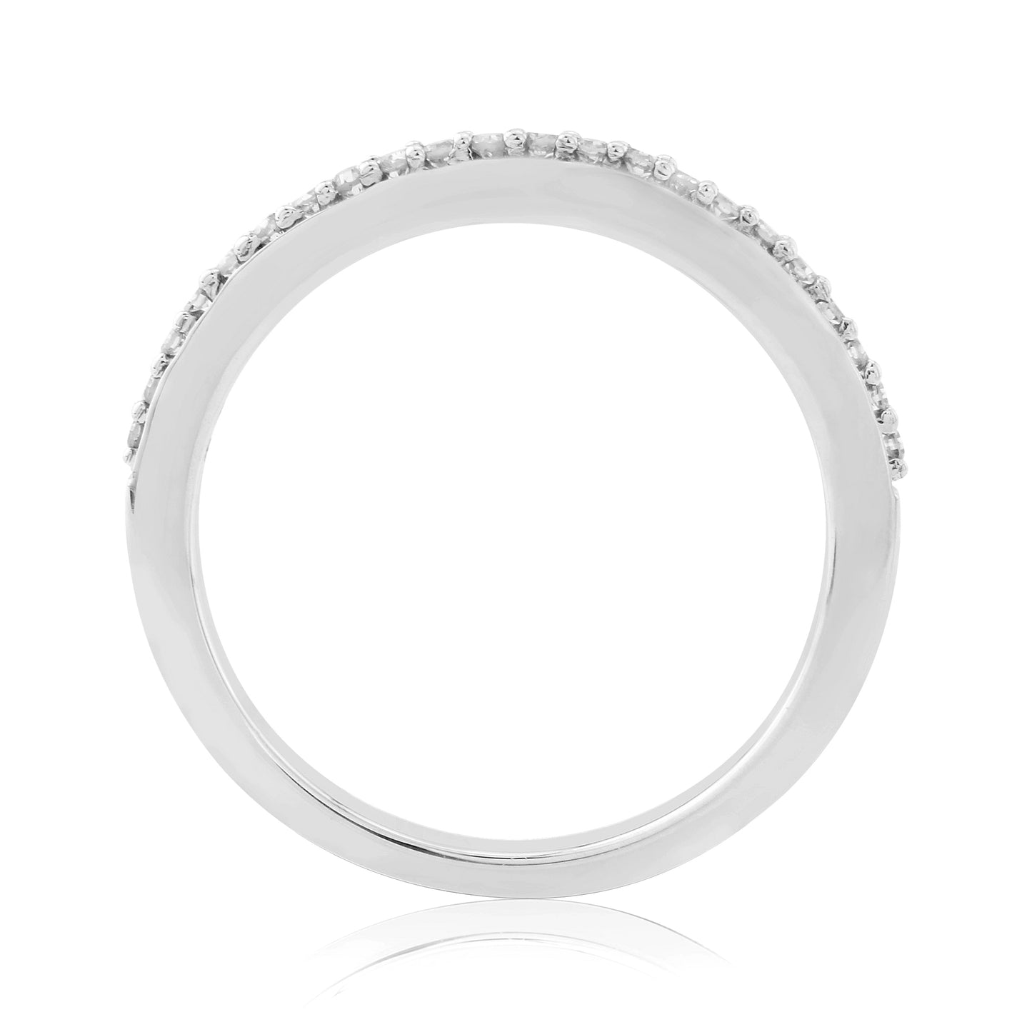 9ct White Gold Diamond Half Et Ring