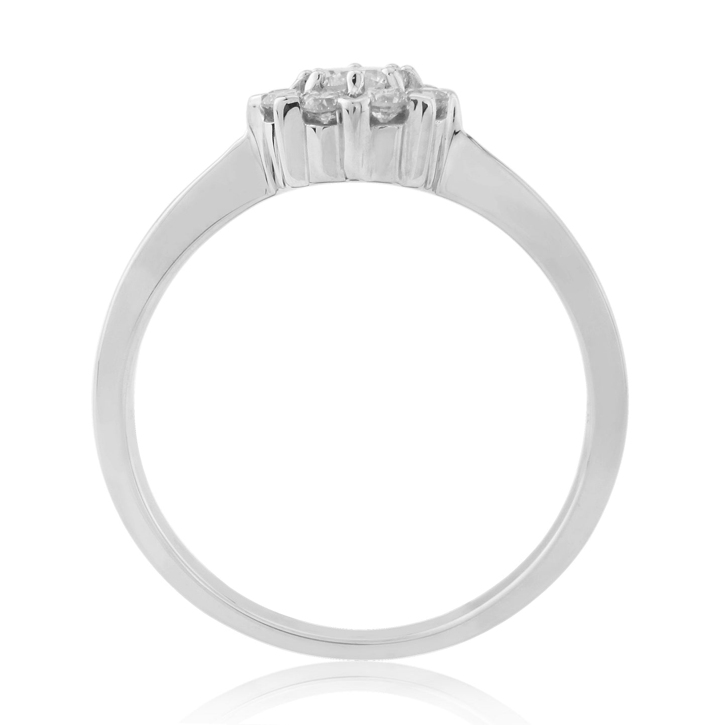 9ct White Gold Diamond Cluster Ring - W Gold