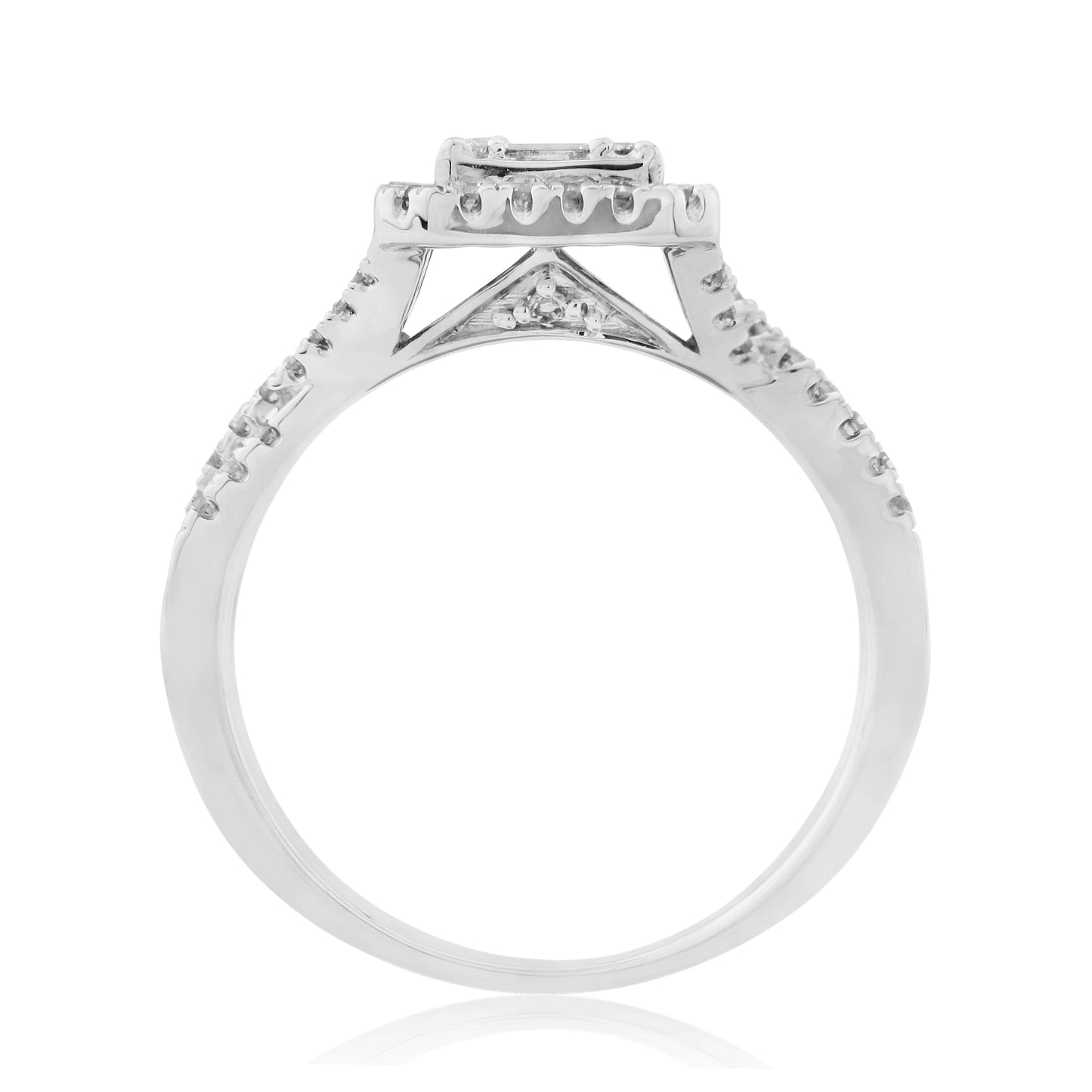 9ct White Gold Diamond Cluster Ring - White Gold