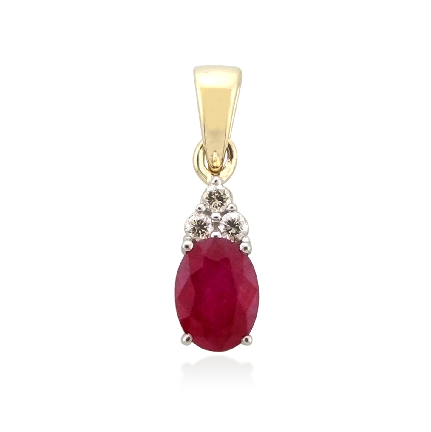 9ct Gold Ruby Diamond Pendant - Ruby