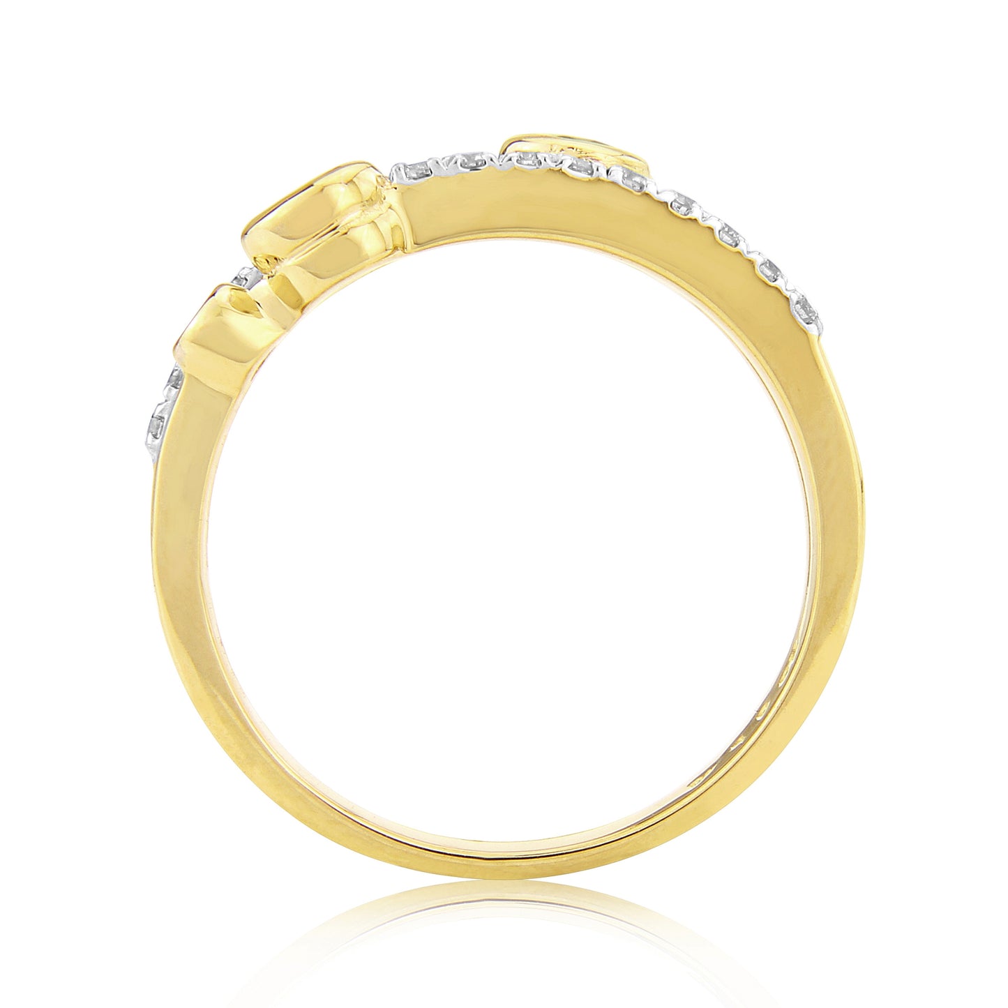 9ct Yellow Gold Ruby & Diamond Bubble Style Ring