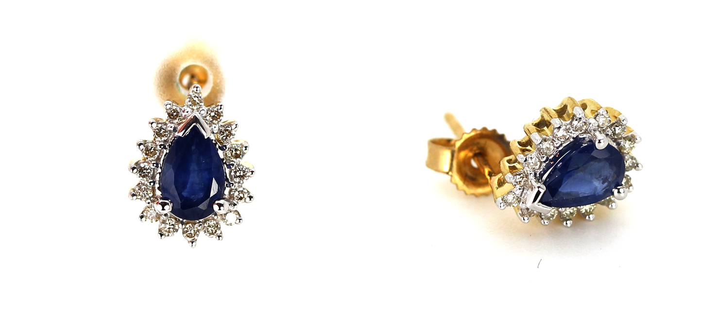 9ct Sapphire & Diamond Earrings