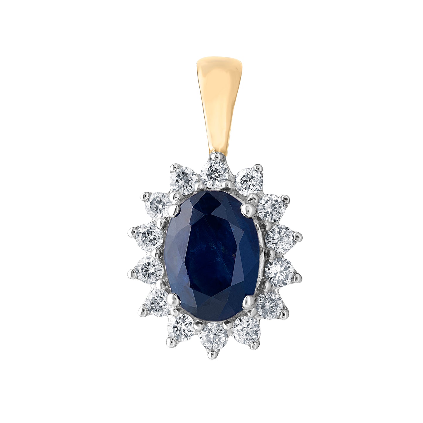 9ct Gold Sapphire & Diamond Cluster Pendant