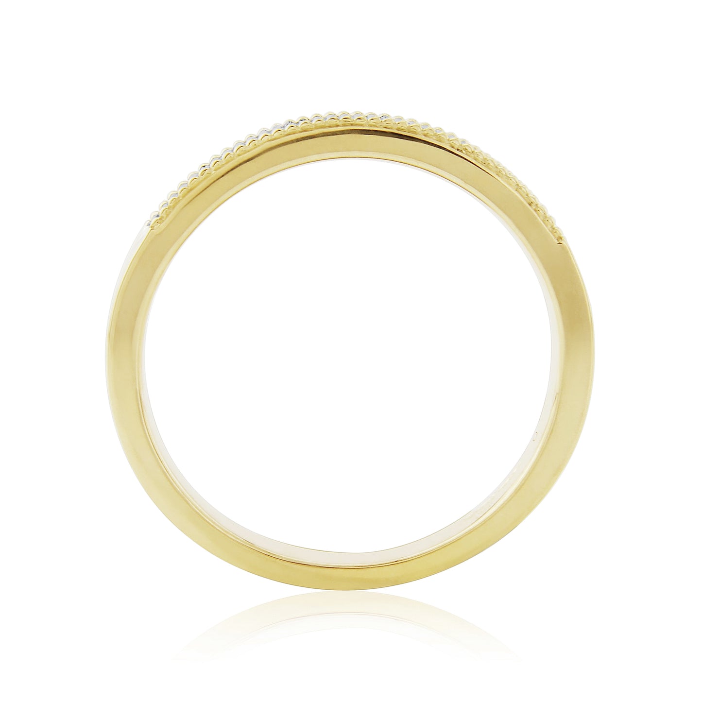 9ct Gold Sapphire & Diamond Ring - Millgrain Edge