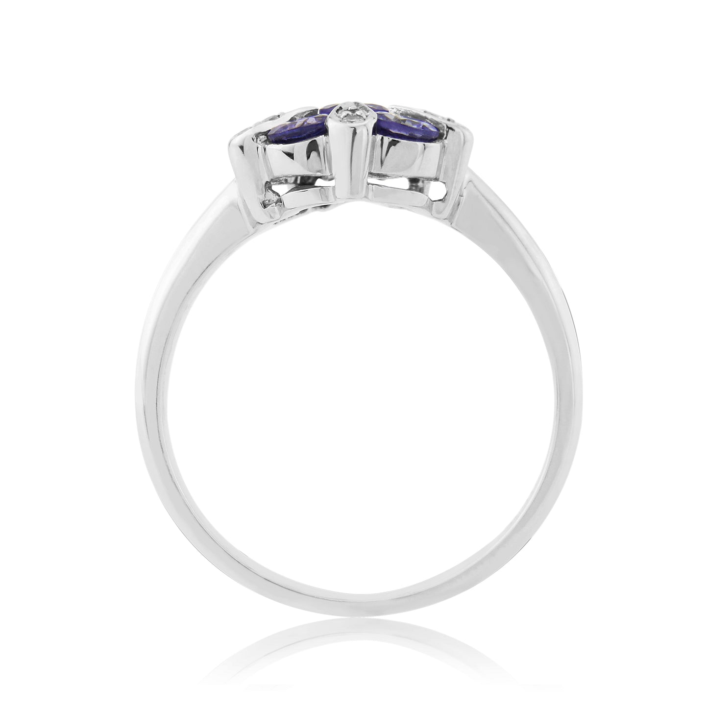 9ct White Gold Tanzanite & Diamond Ring - Tanz