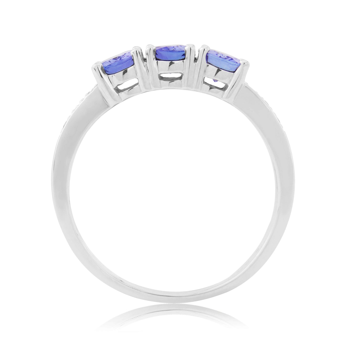 9ct White Gold Tanzanite & Diamond Ring - W Gold Tanz