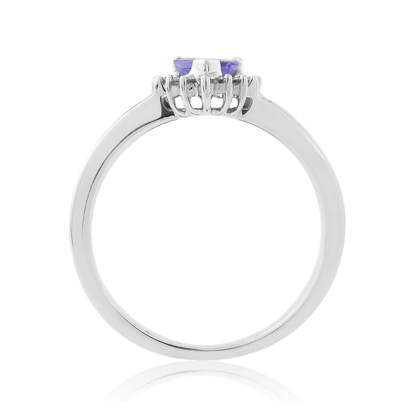 9ct White Gold Tanzanite & Diamond Ring - WG Tan