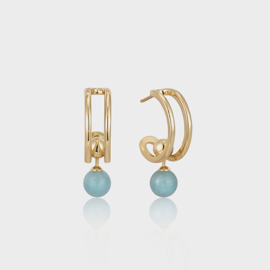 ANIA HAIE Gold Orb Amazonite Stud Mini Hoop Earrings E045-05G-AM