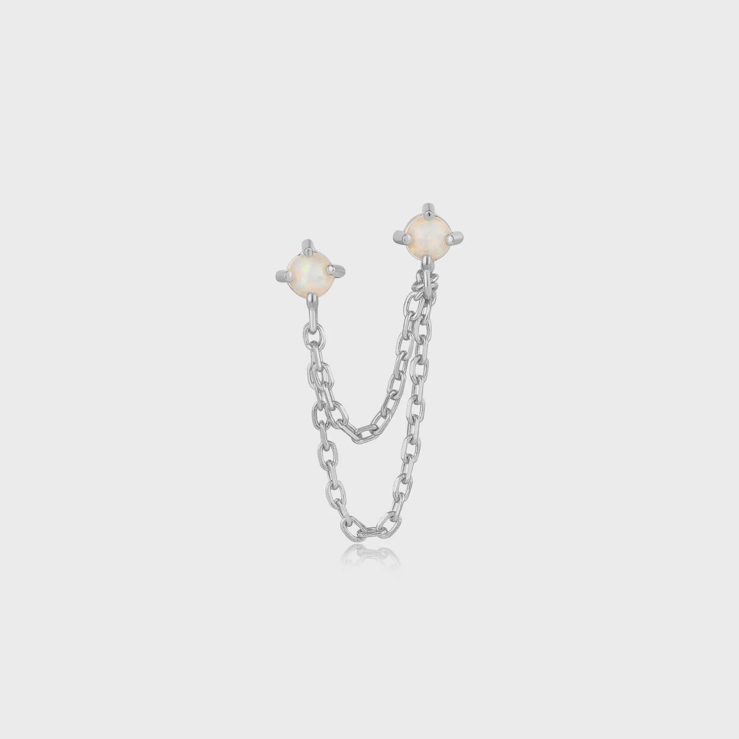 ANIA HAIE Silver Kyoto Opal Drop Chain Barbell Single Earring E047-06H