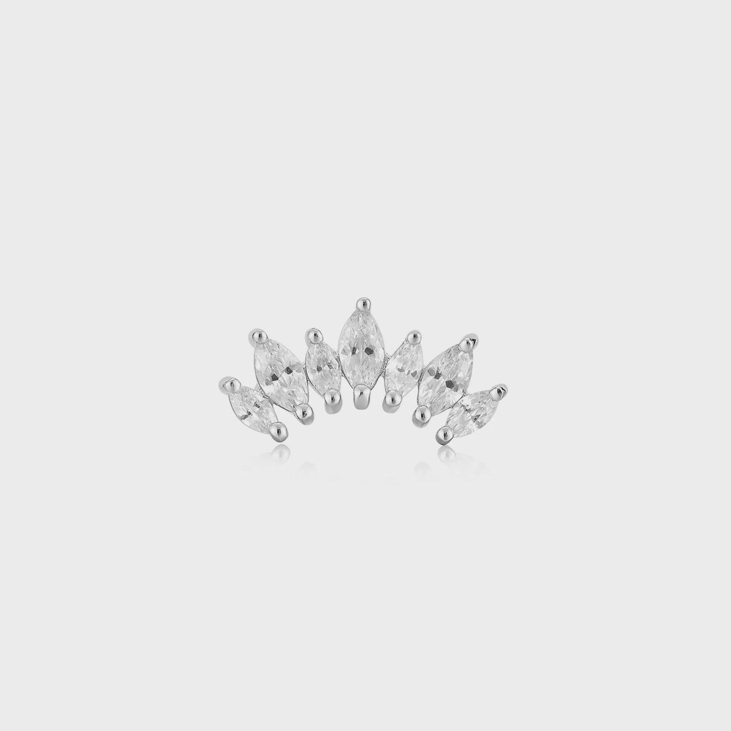 ANIA HAIE Silver Sparkle Marquise Climber Barbell Single Earring E047-08H