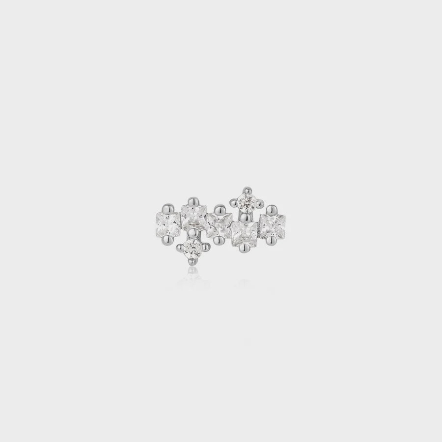 ANIA HAIE Silver Sparkle Cluster Climber Barbell Single Earring E047-12H