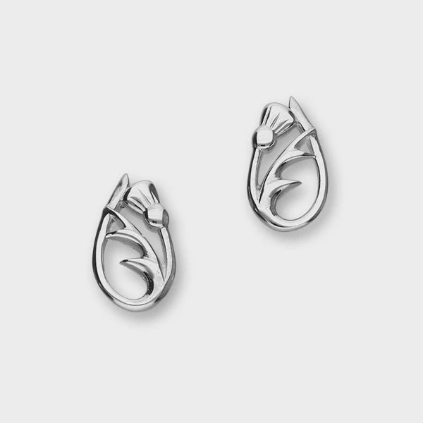 Ortak Scottish Thistle Sterling Silver Loop Stud Earrings E1518