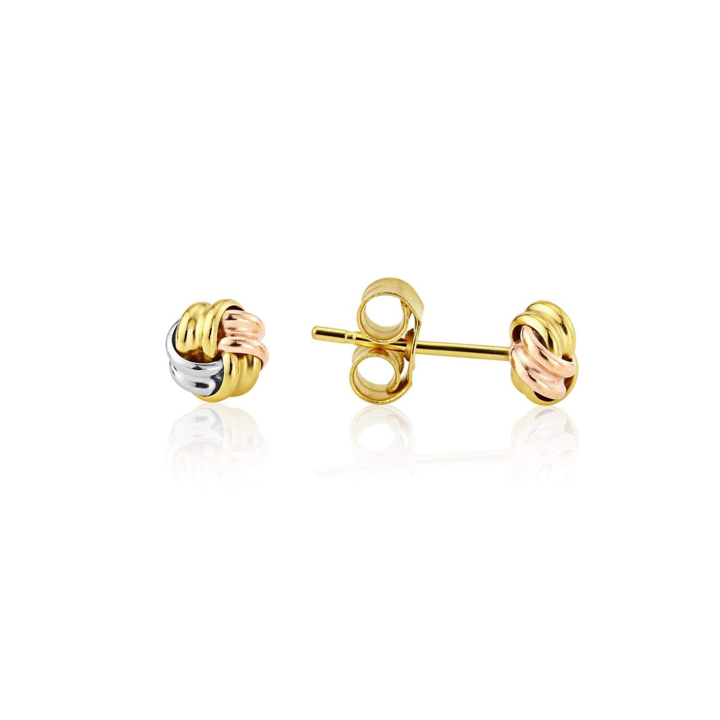 9ct Gold Three Tone Knot Earrings