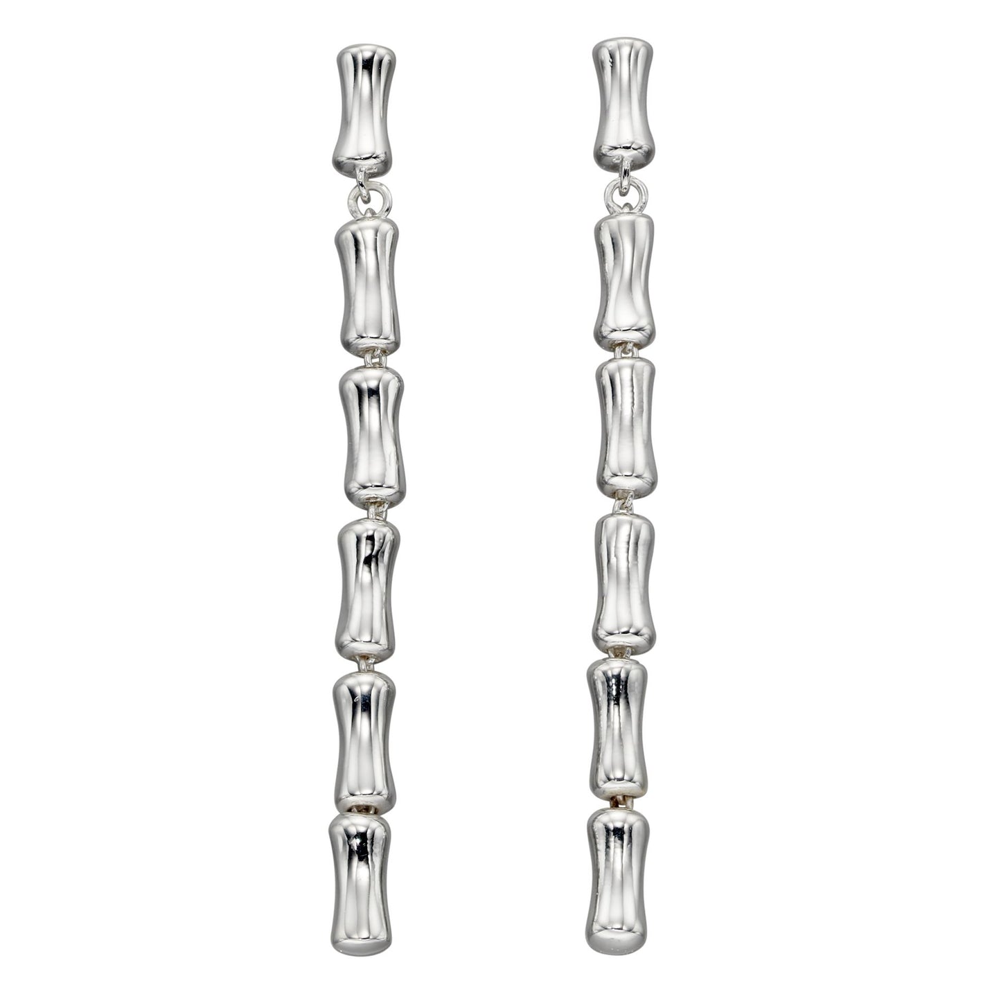 Sterling Silver Bamboo Long Drop Earrings E5929