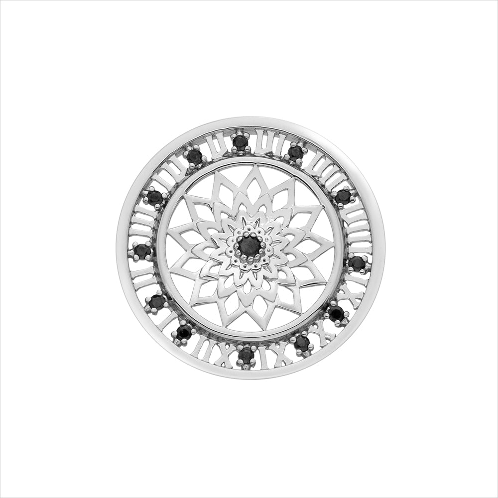 Hot Diamonds Emozioni Sterling Silver Time Travel Black Cubic Zirconia 33mm Coin EC157
