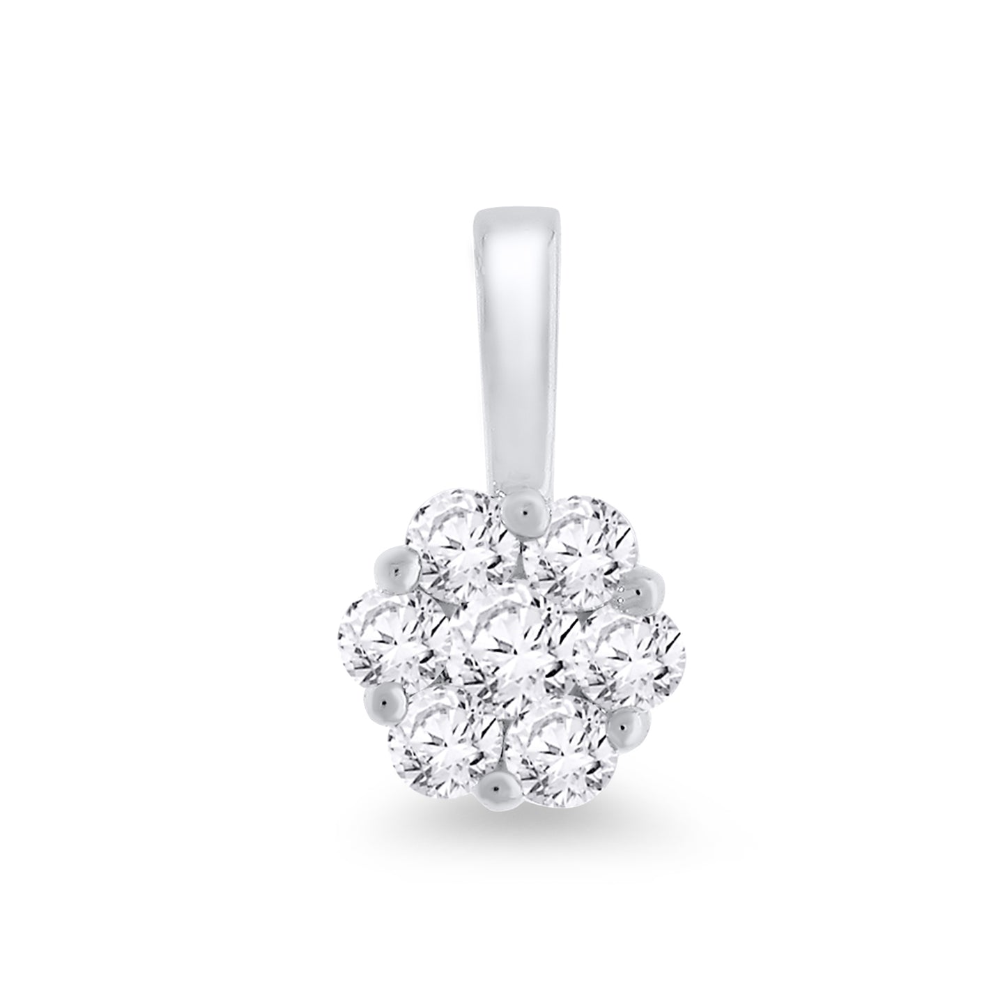 9ct White Gold Diamond Cluster Pendant