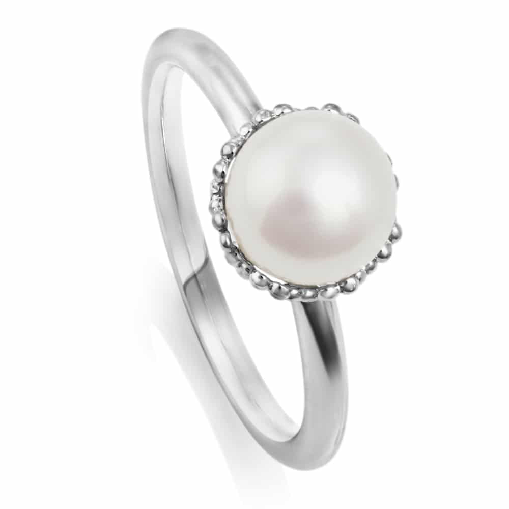 Jersey Pearl Sterling Silver Emma-Kate Freshwater Pearl Ring EKR-RW - Finger Size M 1/2