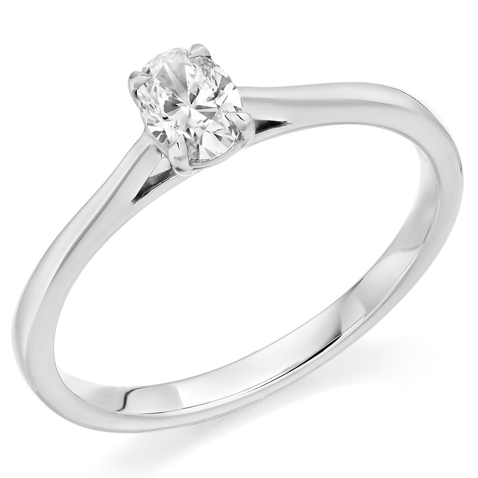 Platinum Oval Cut Solitaire Diamond Ring 0.23ct F/SI1