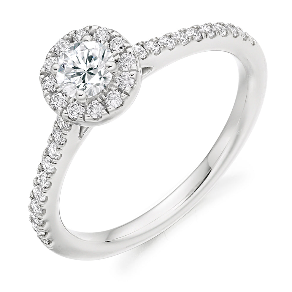 Platinum Halo Cluster Diamond Ring 0.53ct - ENG3751
