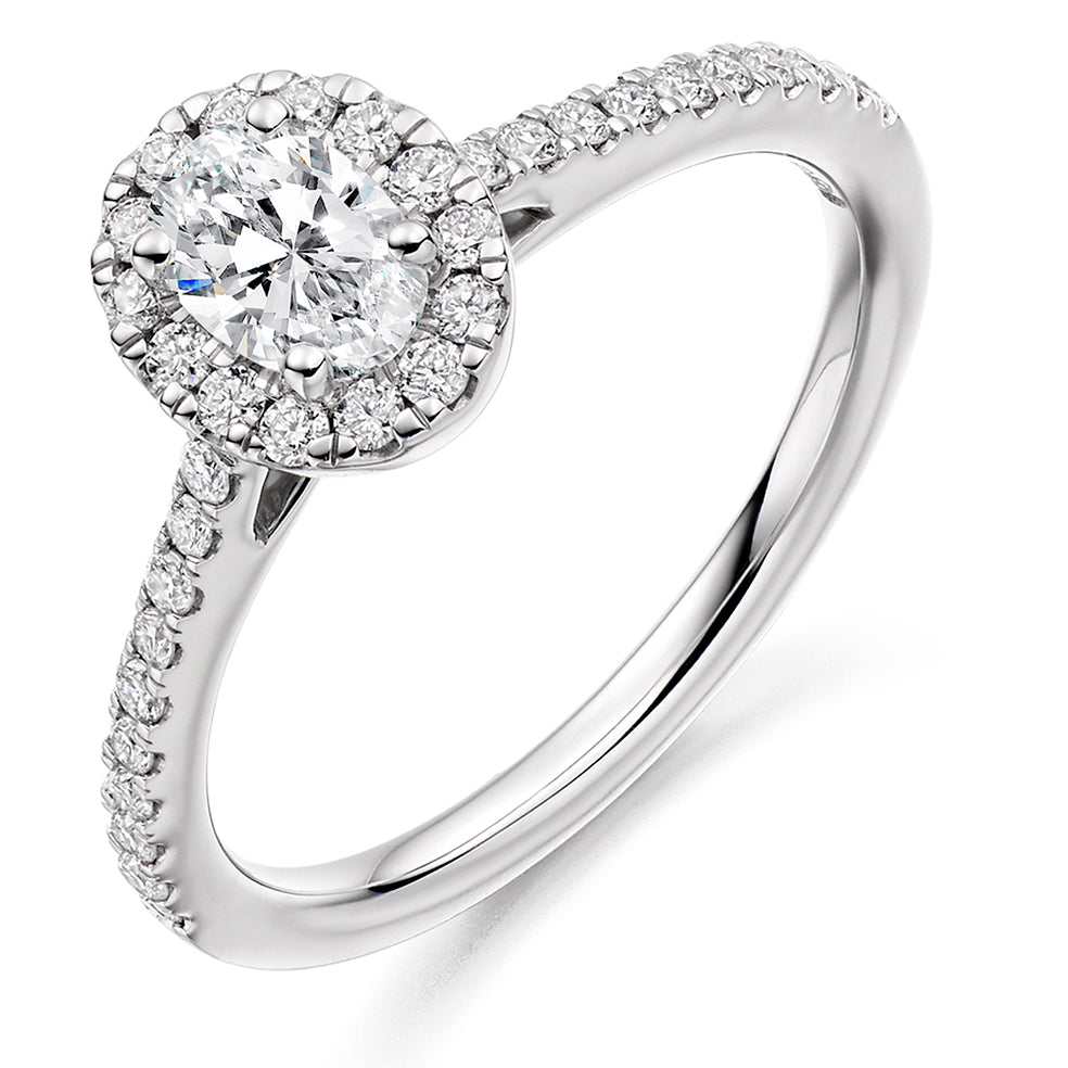 Platinum Diamond Oval Halo Ring - ENG4013