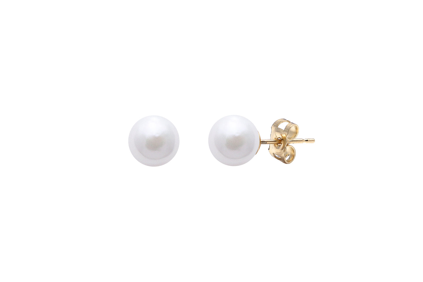 White Cultured Akoya Stud Earrings 5-5.5mm 9ct Yellow Gold ESCPYG5W