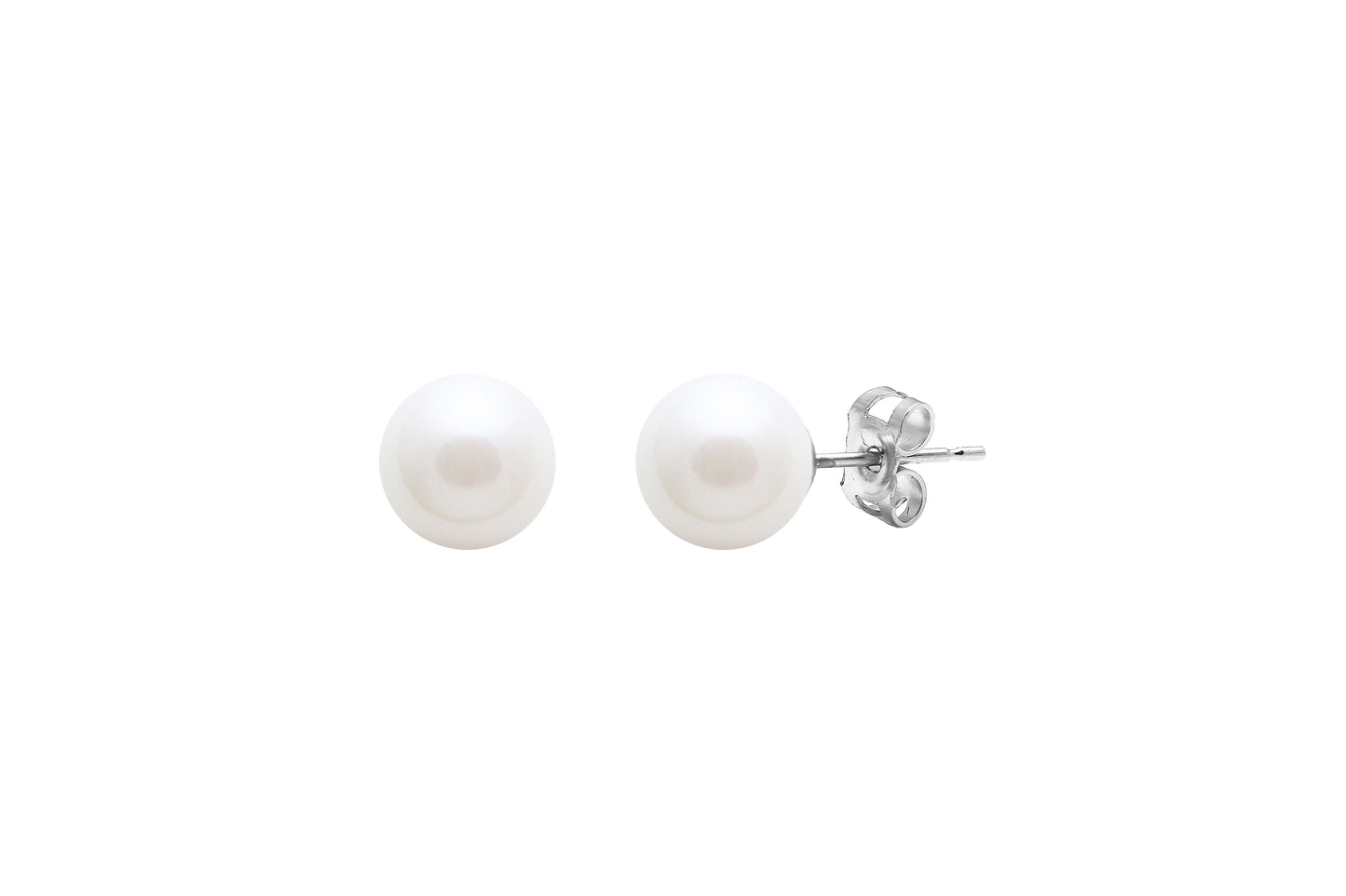 White Round Cultured River Pearl 5.5-6mm Stud Earrings Silver ESRWSIL5.5