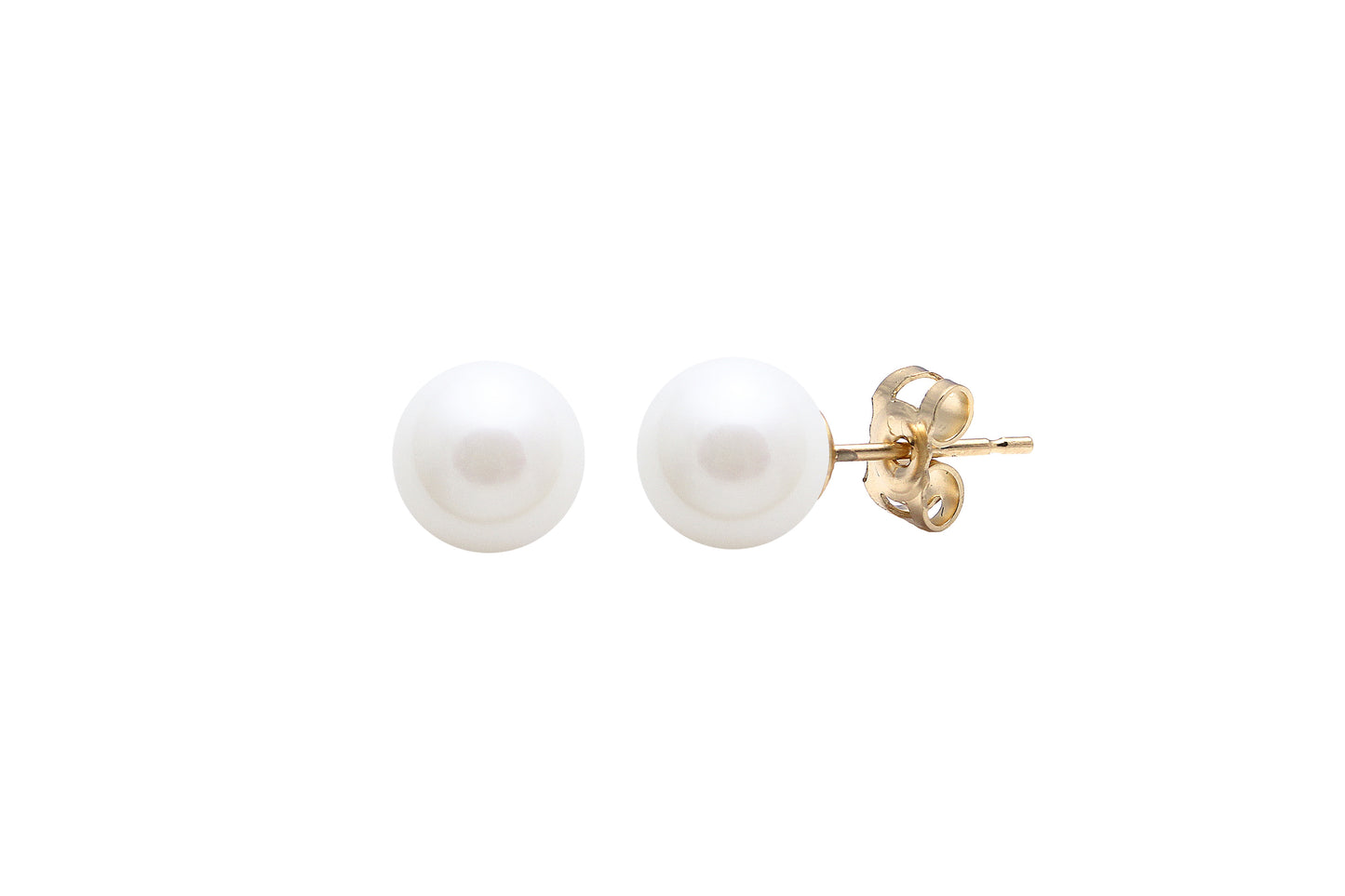 White Round Cultured River Pearl Stud Earrings 6-6.5mm 9ct Yellow Gold ESRWYG6