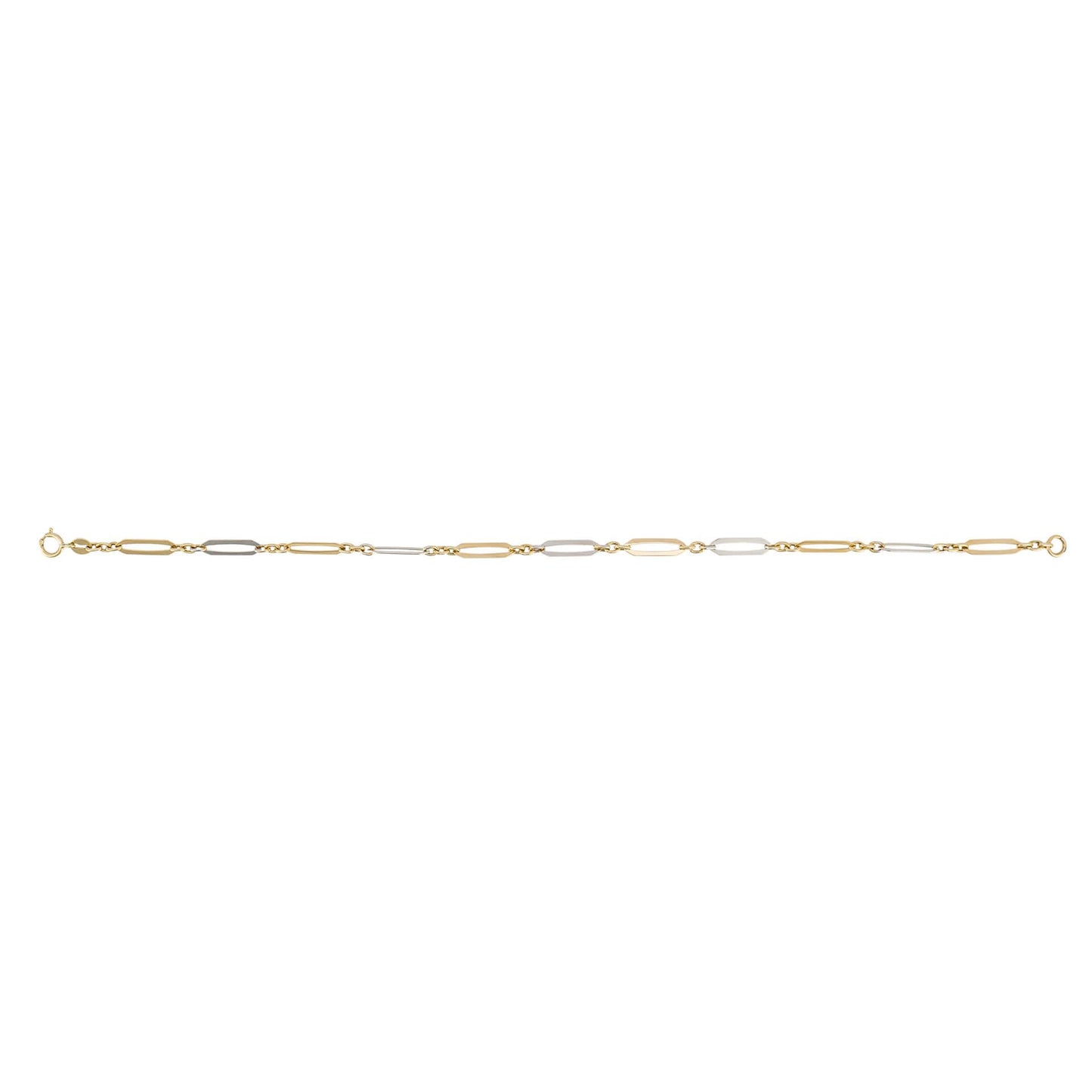 9ct White and Yellow Gold Elongated Link Bracelet