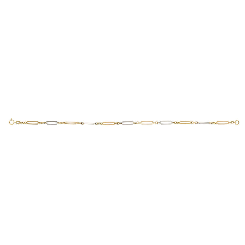 9ct White and Yellow Gold Elongated Link Bracelet