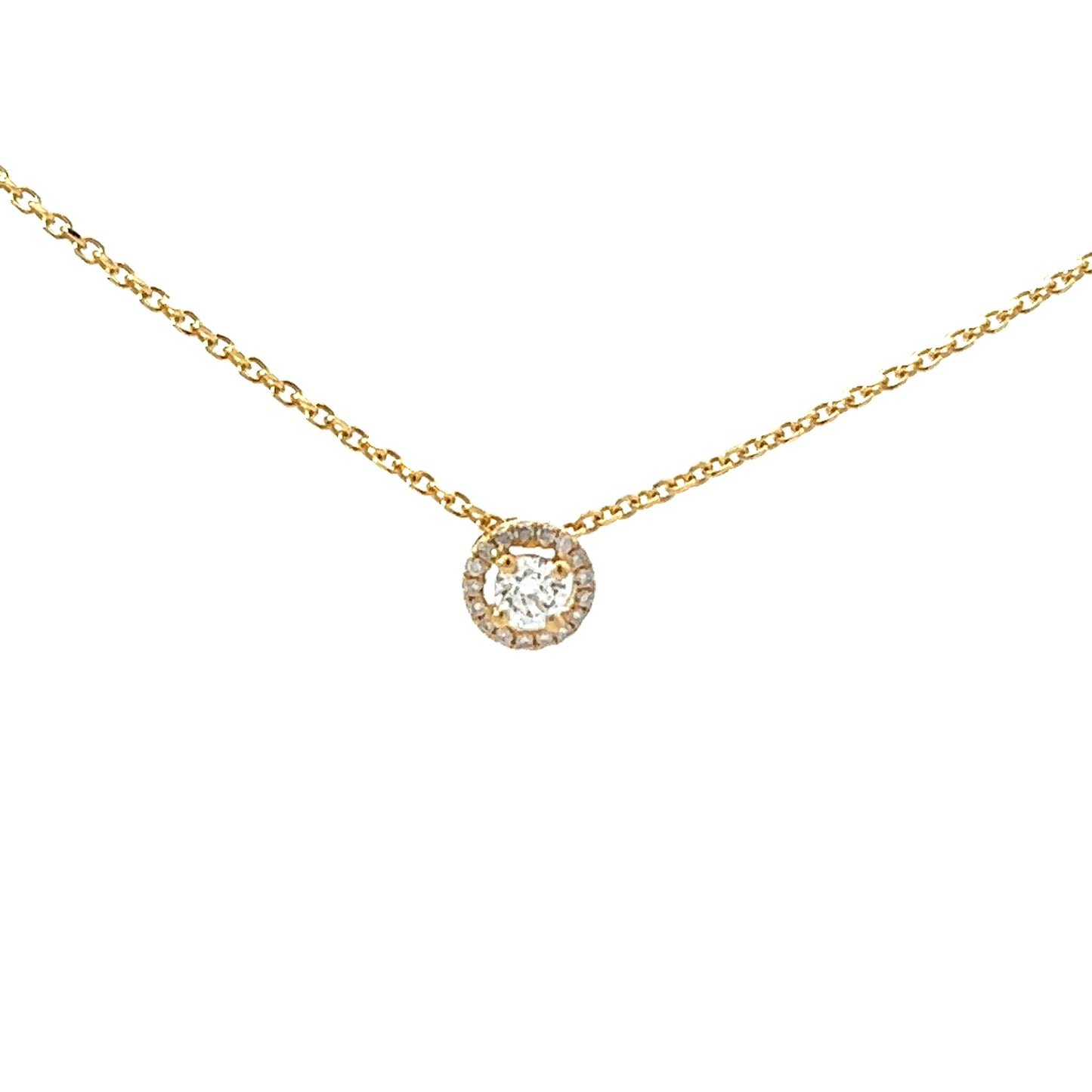 18ct Gold Diamond Halo Pendant 0.20ct