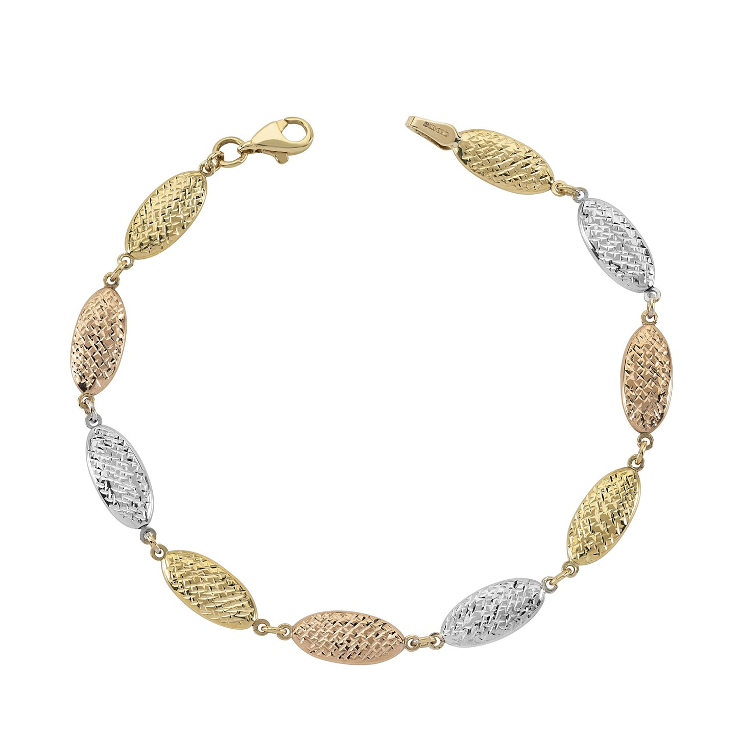 9ct Gold Three Tone Patterned Bracelet