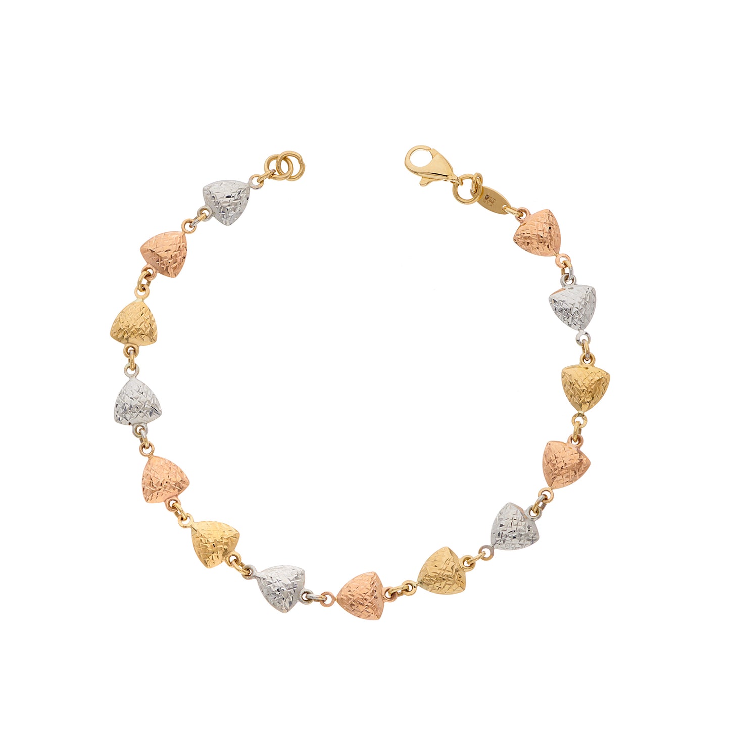 9ct Three Tone Gold Bracelet - Patterned